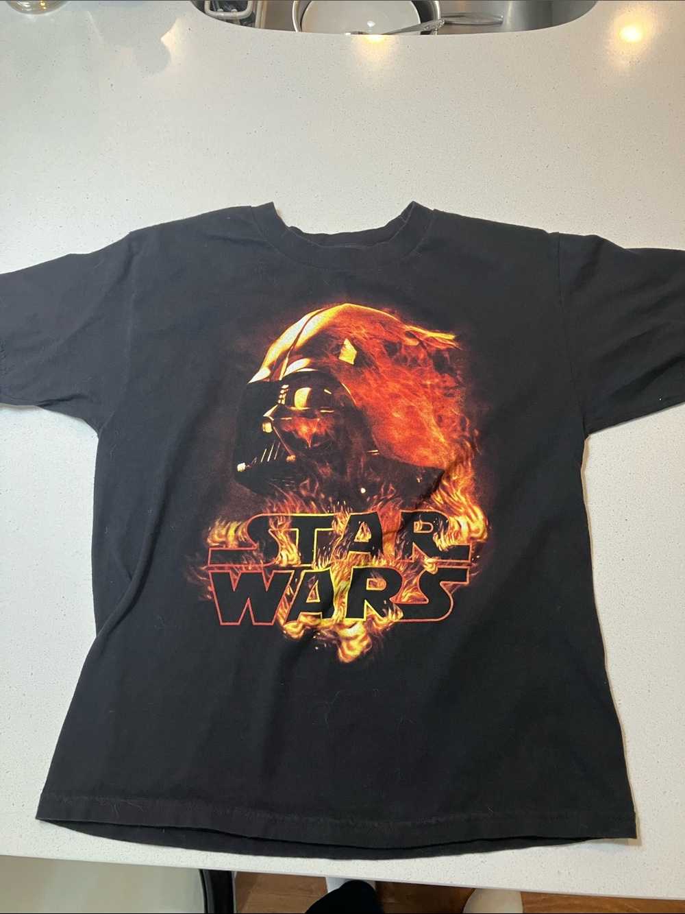 Star Wars Black Tee with Flaming Darth Vader Graphic
